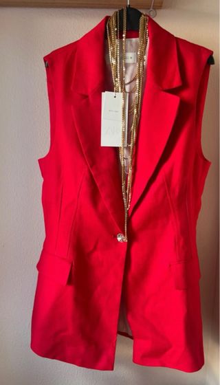 Chaleco Zara Talla Única Rojo y Dorado