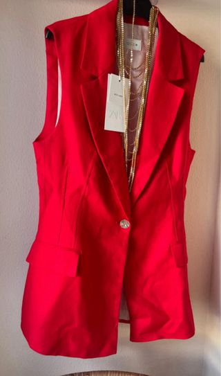 Chaleco Zara Talla Única Rojo y Dorado