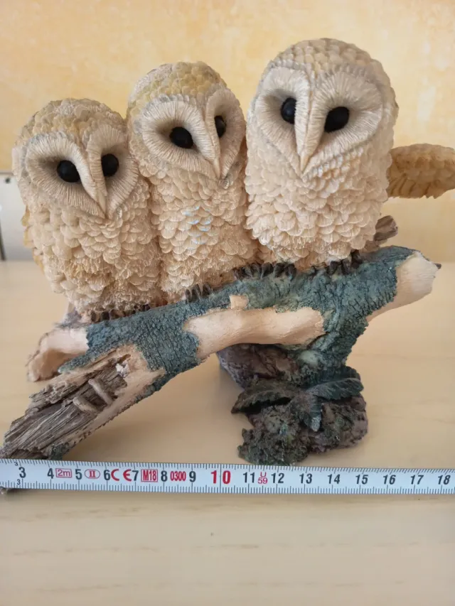 Decoración Búhos Resina y Madera