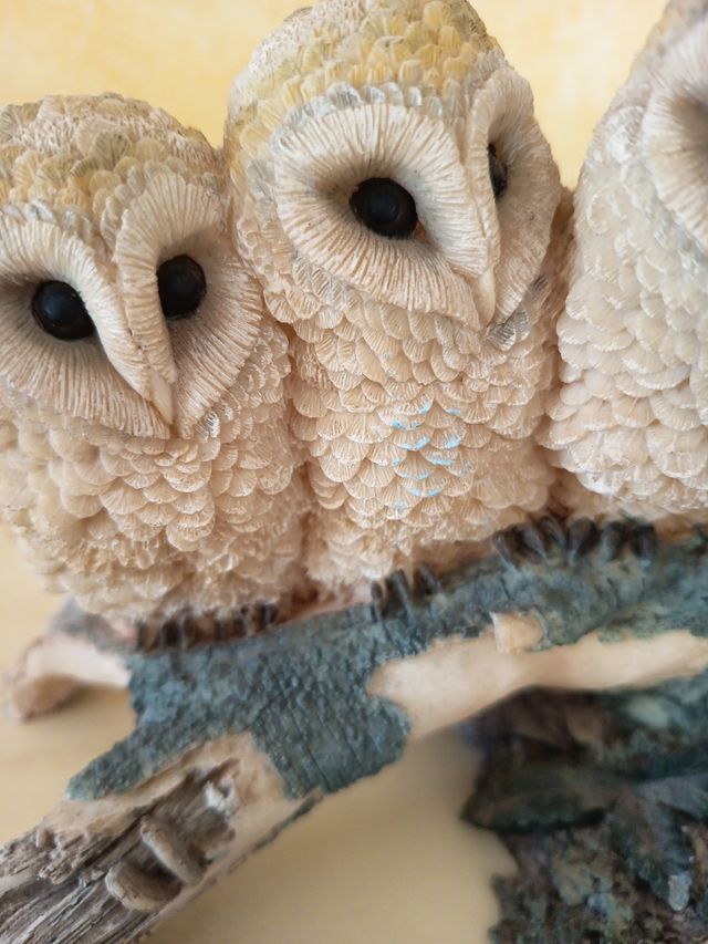 Decoración Búhos Resina y Madera