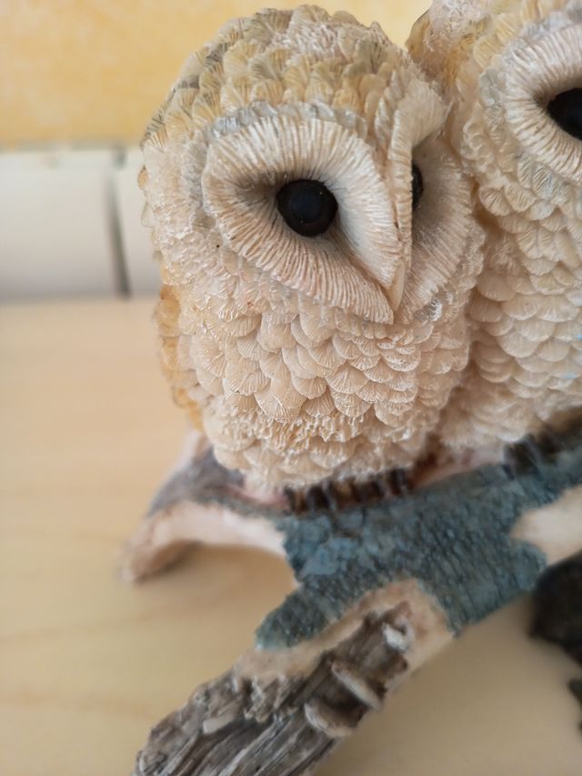 Decoración Búhos Resina y Madera