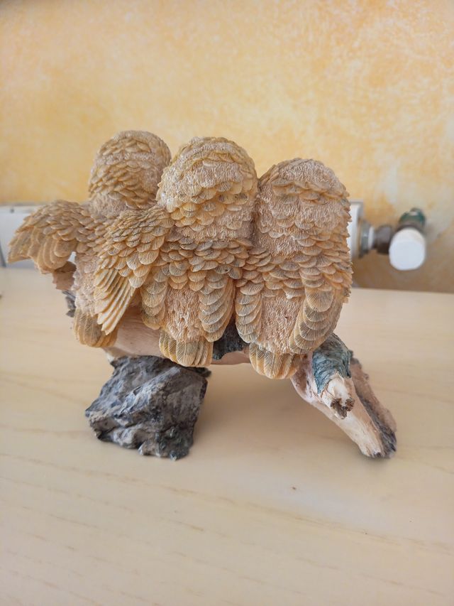 Decoración Búhos Resina y Madera