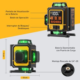 Nivel Láser Verde autonivelable y mando distancia