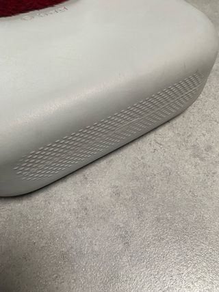 Borsa O bag grigia con inserto rosso bordeaux