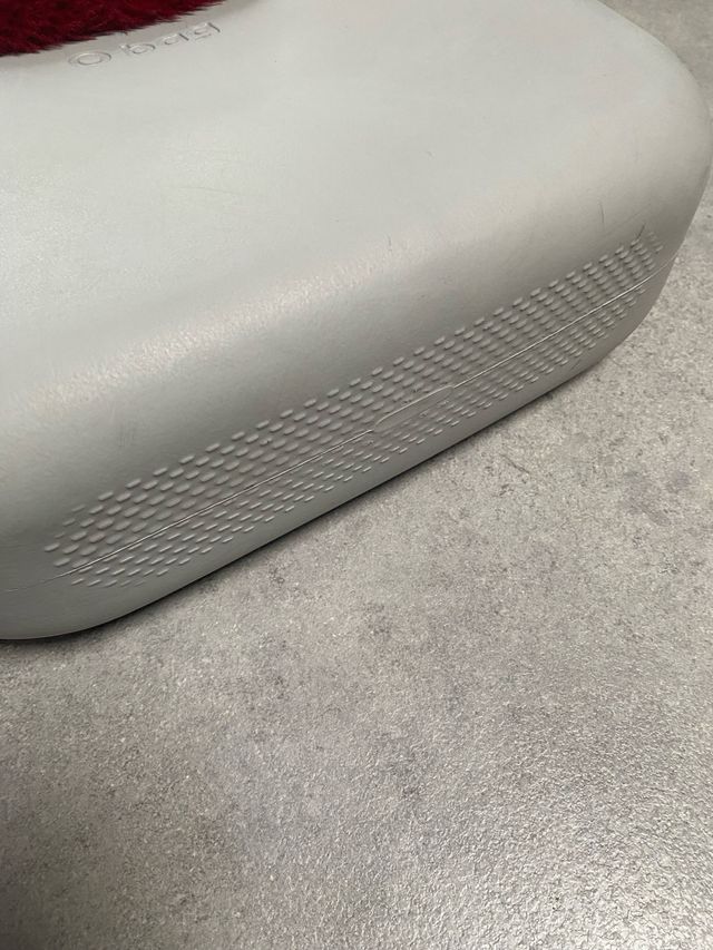 Borsa O bag grigia con inserto rosso bordeaux