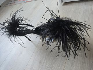 Zapatos Zara Tacón Plumas Negros