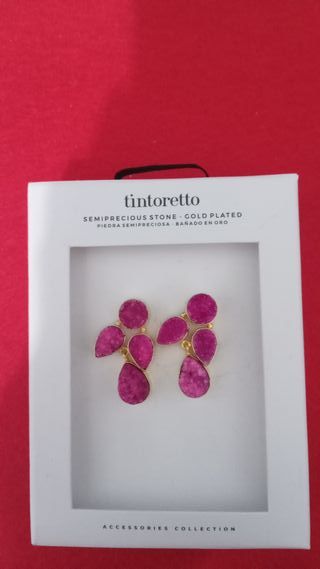 Pendientes Tintoretto Oro Rosa Piedra Semipreciosa