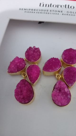Pendientes Tintoretto Oro Rosa Piedra Semipreciosa