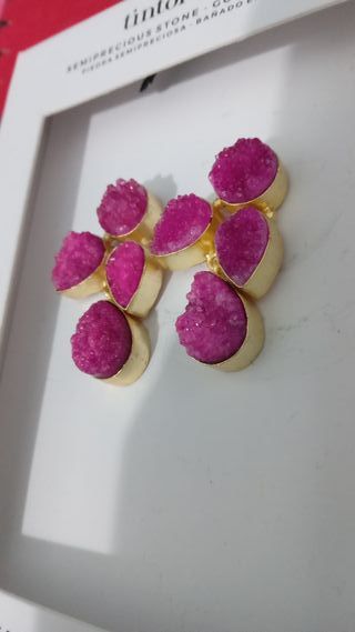 Pendientes Tintoretto Oro Rosa Piedra Semipreciosa