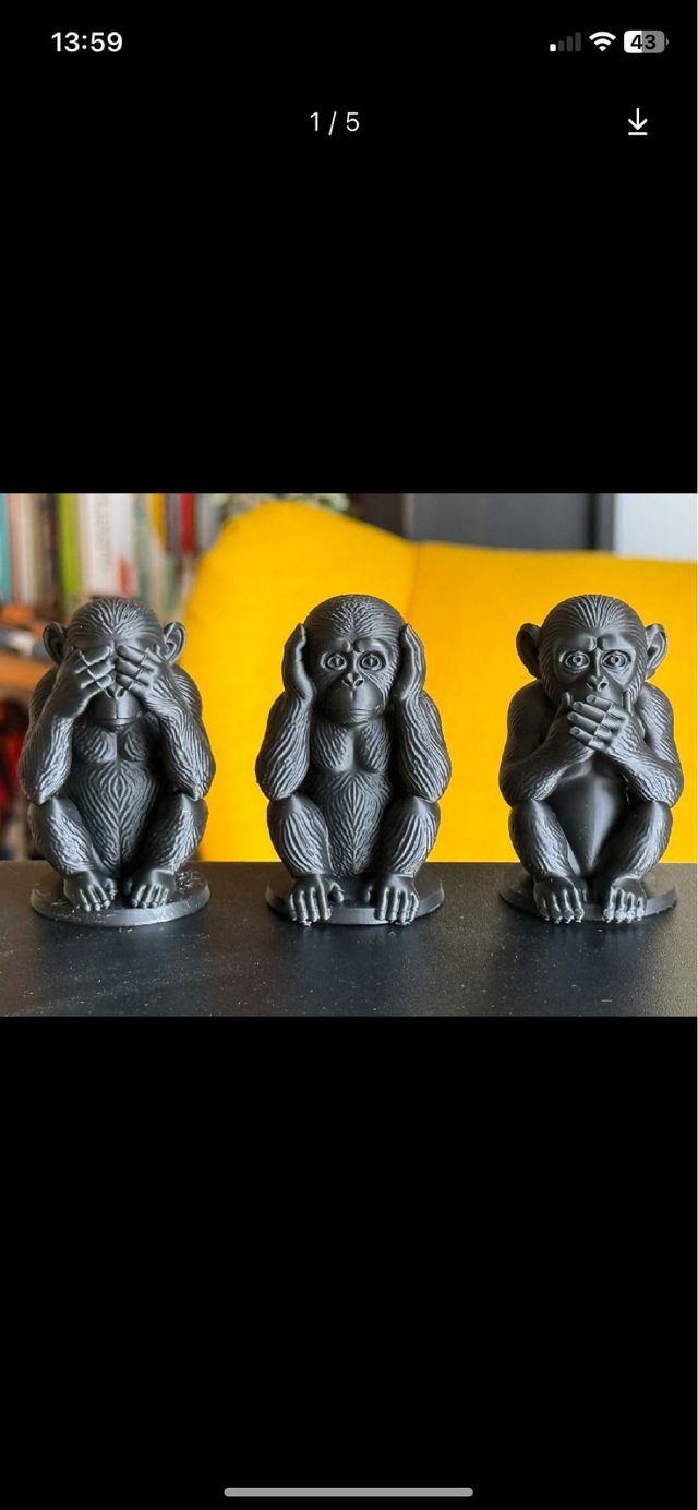 Set 3 Scimmiette Non vedo, non sento, non parlo