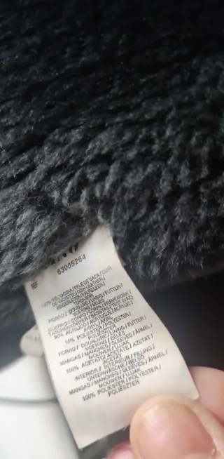 Abrigo Piel Vintage Mango Negro/Gris.