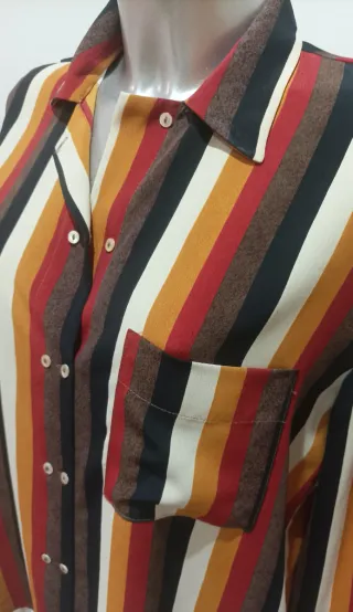 Camisa Mujer T/38 Manga Larga y Rayas Verticales