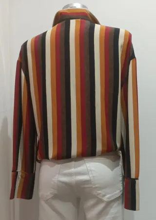 Camisa Mujer T/38 Manga Larga y Rayas Verticales