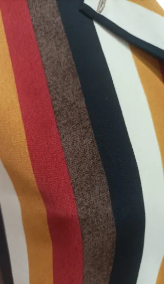 Camisa Mujer T/38 Manga Larga y Rayas Verticales