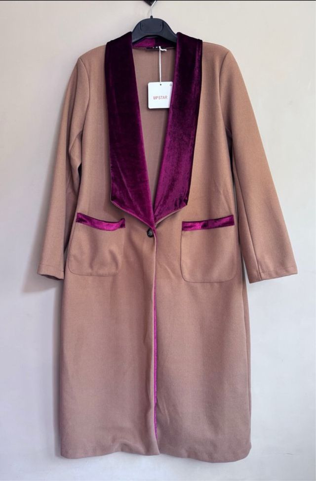 Abrigo largo mujer UPSTAR solapa burdeos