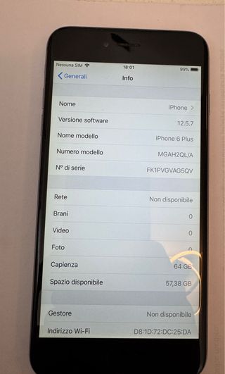 Apple iPhone 6 Plus 64GB Grigio