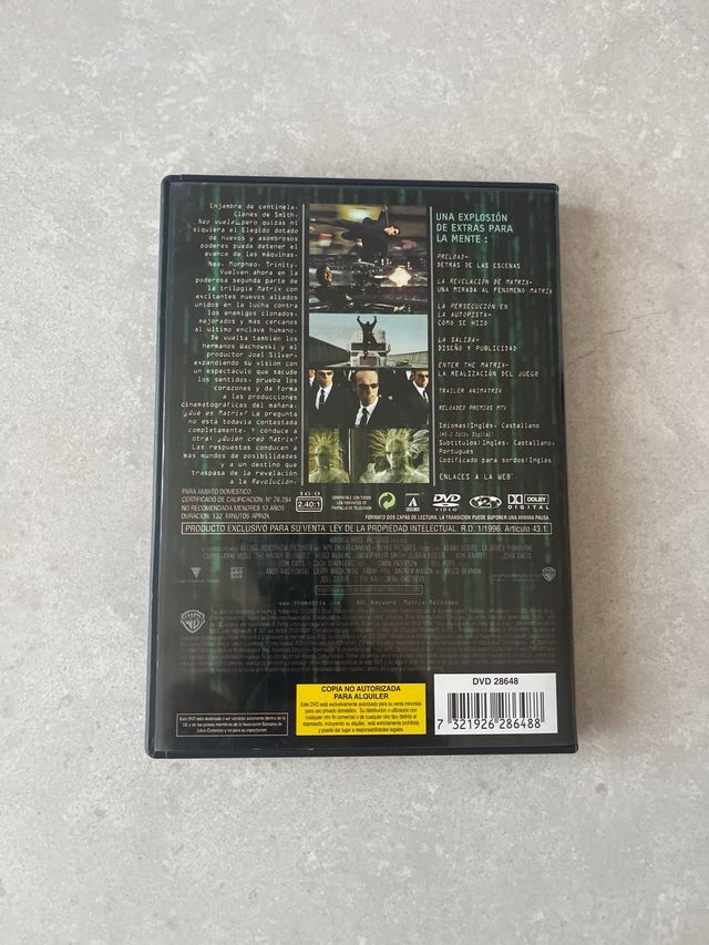 DVD Matrix Reloaded Español