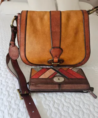 Bolso y Cartera Piel FOSSIL Marrón Multicolor