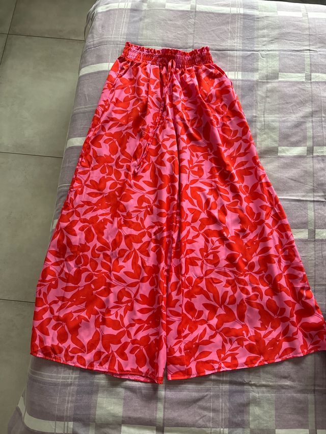 Pantaloni ampi donna fantasia floreale