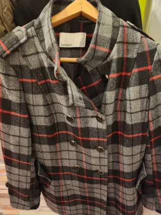 Cappotto Lavand a quadri grigio e rosso taglia M
