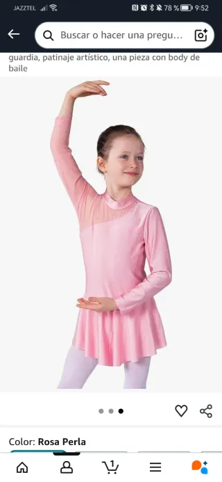 Vestido Gimnasia Artística Niña Rosa Perla