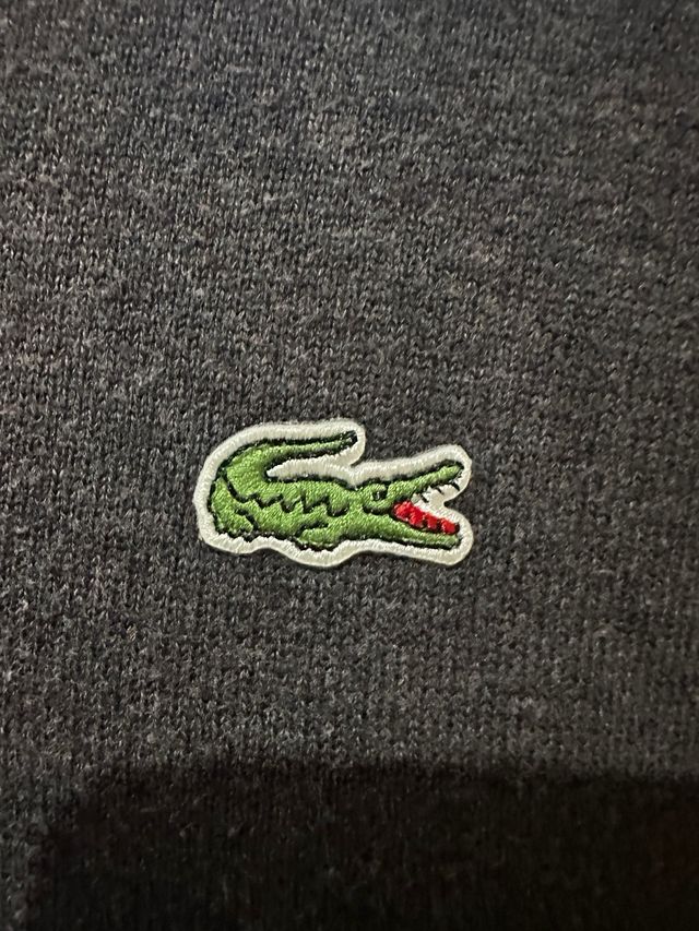 Jersey Lacoste Gris Punto Bordado