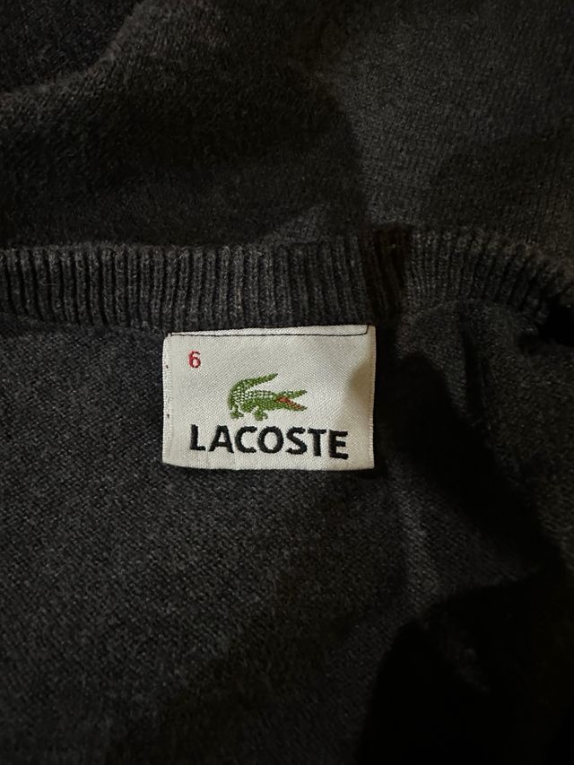 Jersey Lacoste Gris Punto Bordado