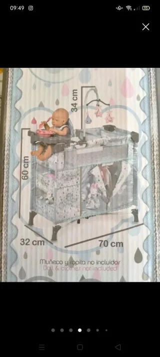 Cuna y bebe de juguete para bebé