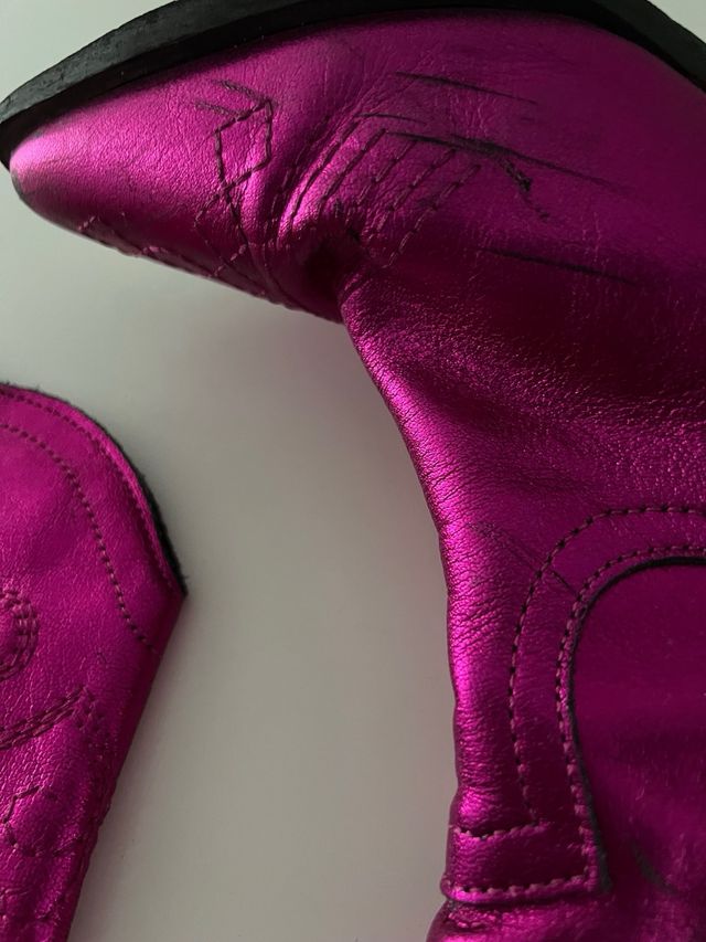 Botas de tacón metálicas fucsia Yellow