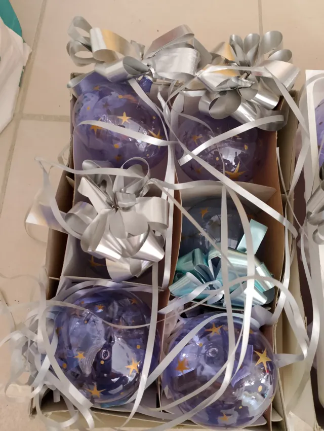 Globi Natale Vetro Soffiato Oro Viola