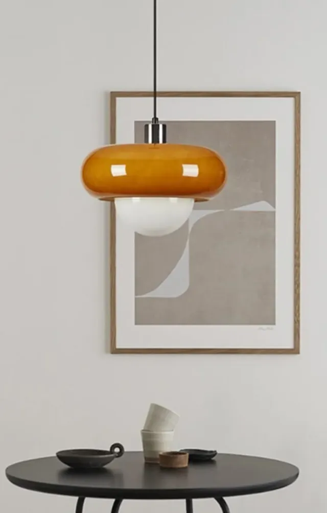 Lámpara colgante diseño naranja y blanco