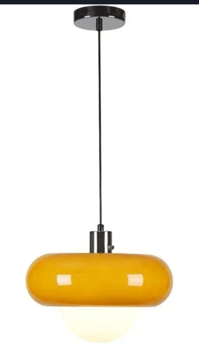 Lámpara colgante diseño naranja y blanco