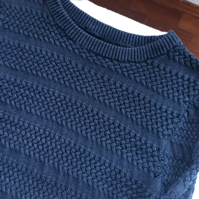 Jersey algodón trenzado azul marino