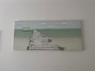 Cuadro paisaje playa madera