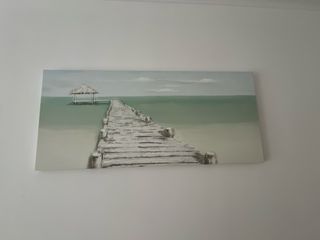 Cuadro paisaje playa madera