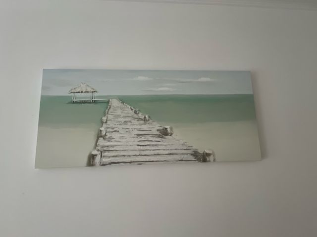 Cuadro paisaje playa madera