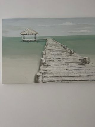 Cuadro paisaje playa madera