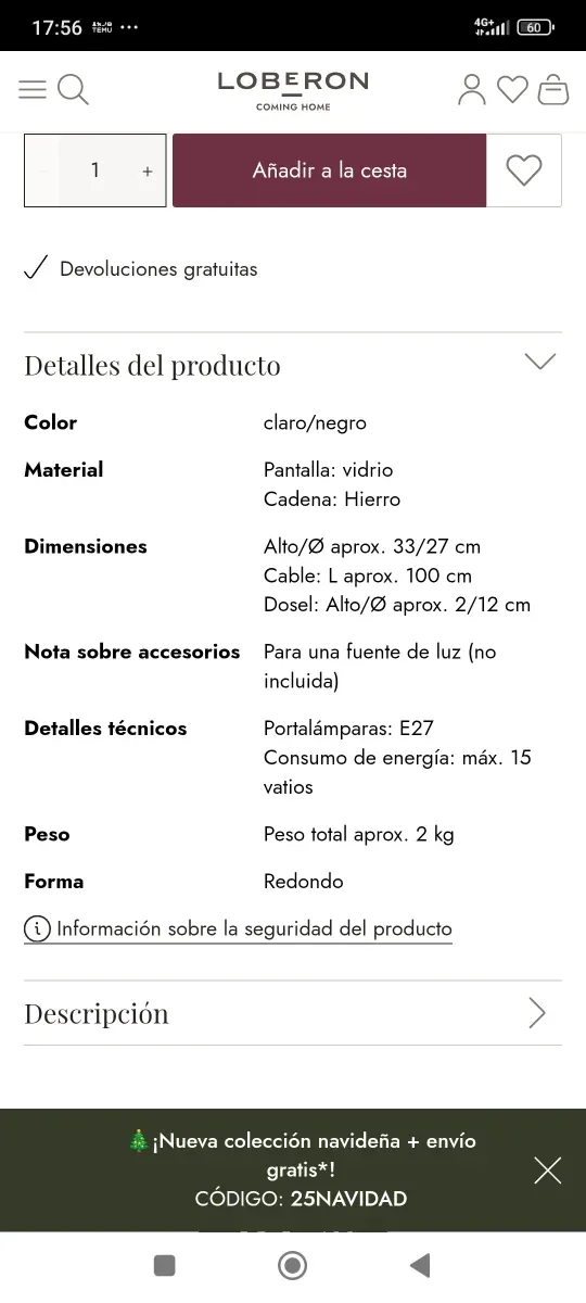 Lámpara colgante cristal diseño