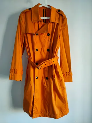 Trench Zara Algodón Satinado Naranja