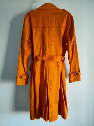 Trench Zara Algodón Satinado Naranja