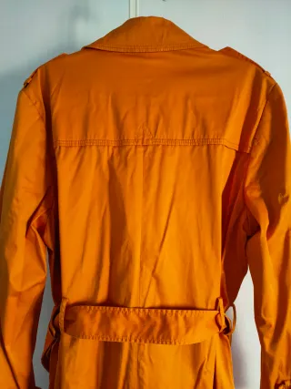 Trench Zara Algodón Satinado Naranja