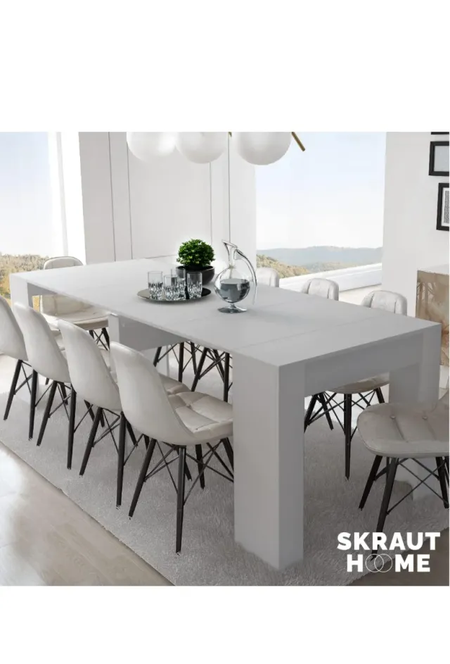 Mesa de comedor extensible blanca