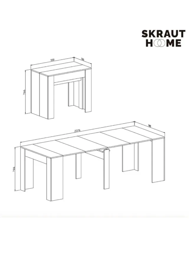 Mesa de comedor extensible blanca