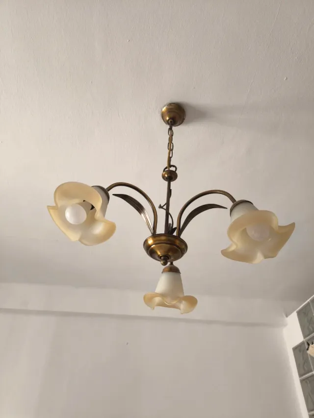 Conjunto de lámpara colgante vintage y 2 de pared