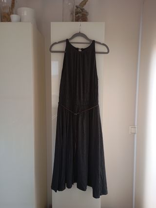 Vestido midi cuello halter gris tintoretto
