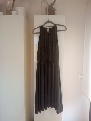 Vestido midi cuello halter gris tintoretto