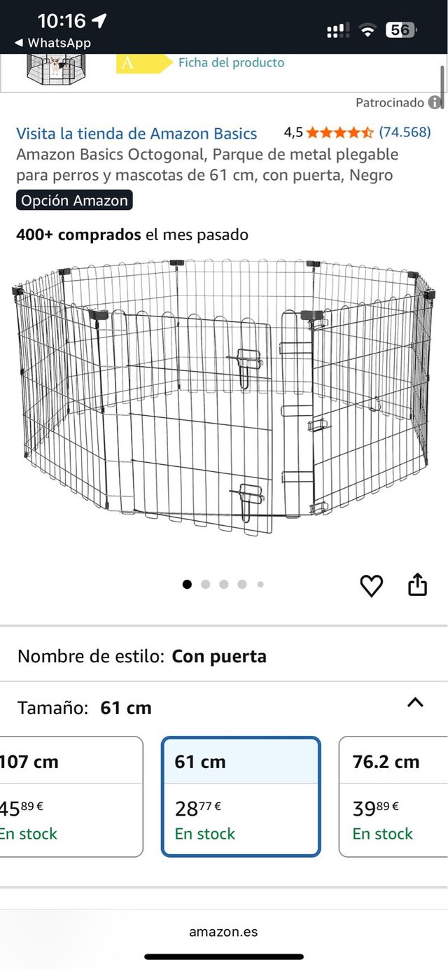 Parque para perros plegable 61 cm