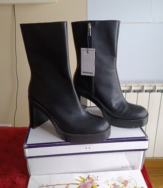 Botines tacón plataforma negros T.39