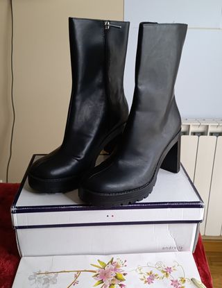 Botines tacón plataforma negros T.39