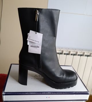 Botines tacón plataforma negros T.39